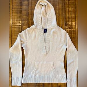 100% Cashmere Cream Gap Pullover Hoodie Size XS